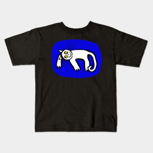 Lazy Cat in Blue Kids T-Shirt